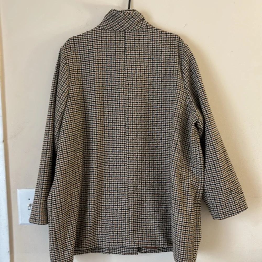 Old Navy Soft-Brushed Houndstooth Plaid Button-Front Wool Blend Overcoat Size 2X